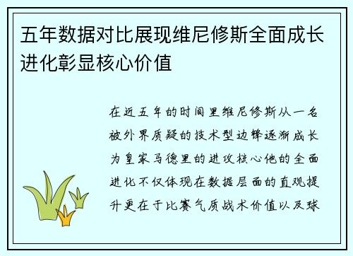 五年数据对比展现维尼修斯全面成长进化彰显核心价值